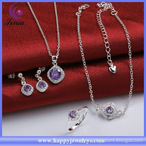 Top quality red zircon ring ,anklet ,pendant ,earring set 925 silver bridal jewelry set ( SPCS780-A)